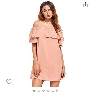 Off the Shoulder Light Pink Ruffle Dress